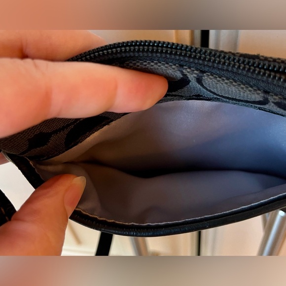 Coach Black Signature Wristlet with signature pattern - Picture 2 of 7